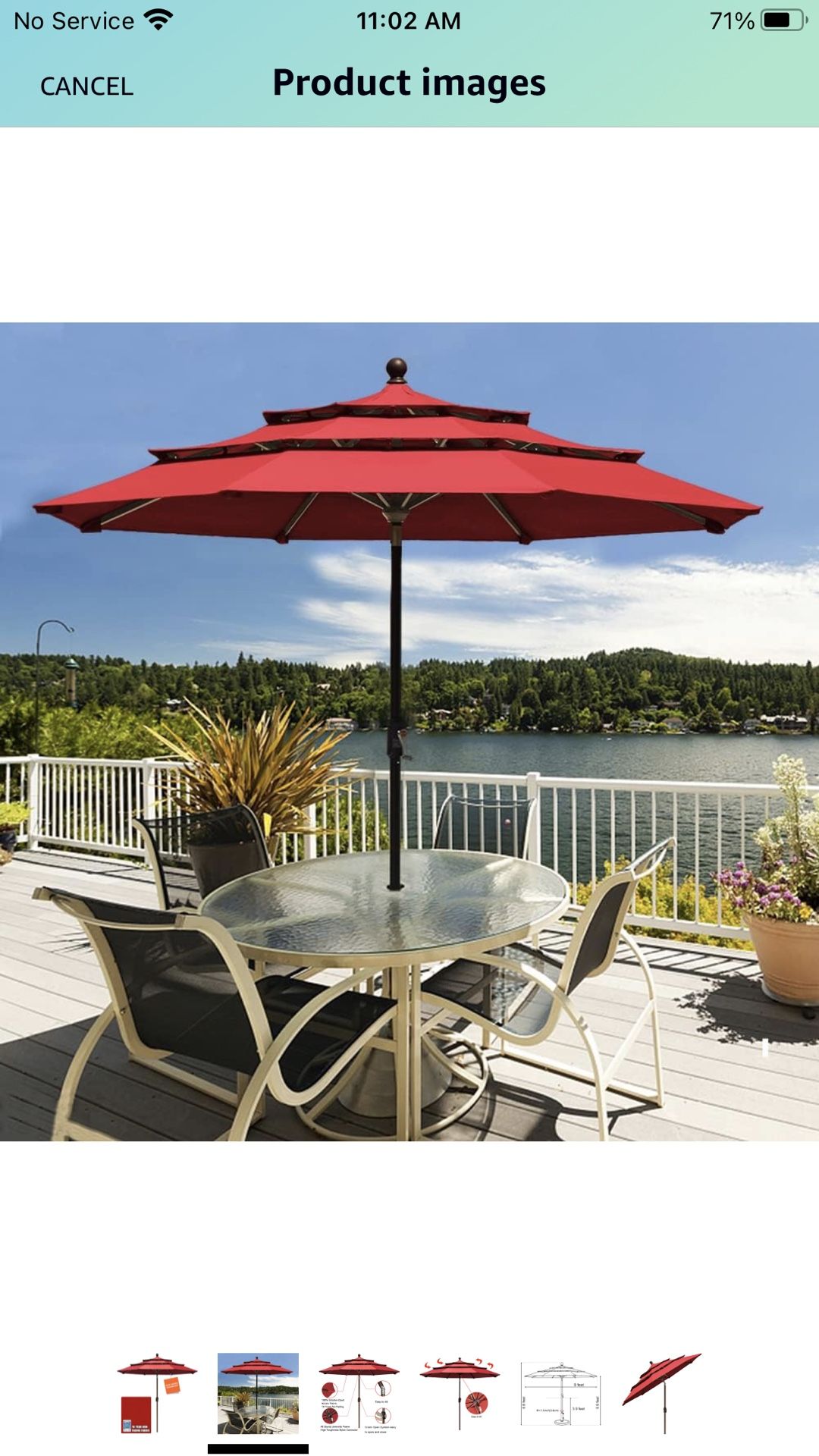 EliteShade USA 10-Year-Non-Fading 9Ft 3 Tiers Market Umbrella Patio Umbrella Outdoor Table Umbrella with Ventilation,Logo Red