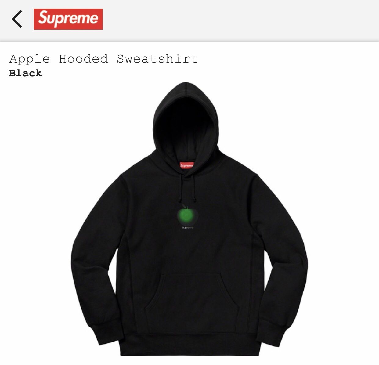 Supreme SS19 Black Apple Hooded Sweatshirt for Sale in San Jose