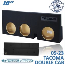 Black 10" Triple Sealed Sub Box, Fits 05-23 Toyota Tacoma Double-Cab