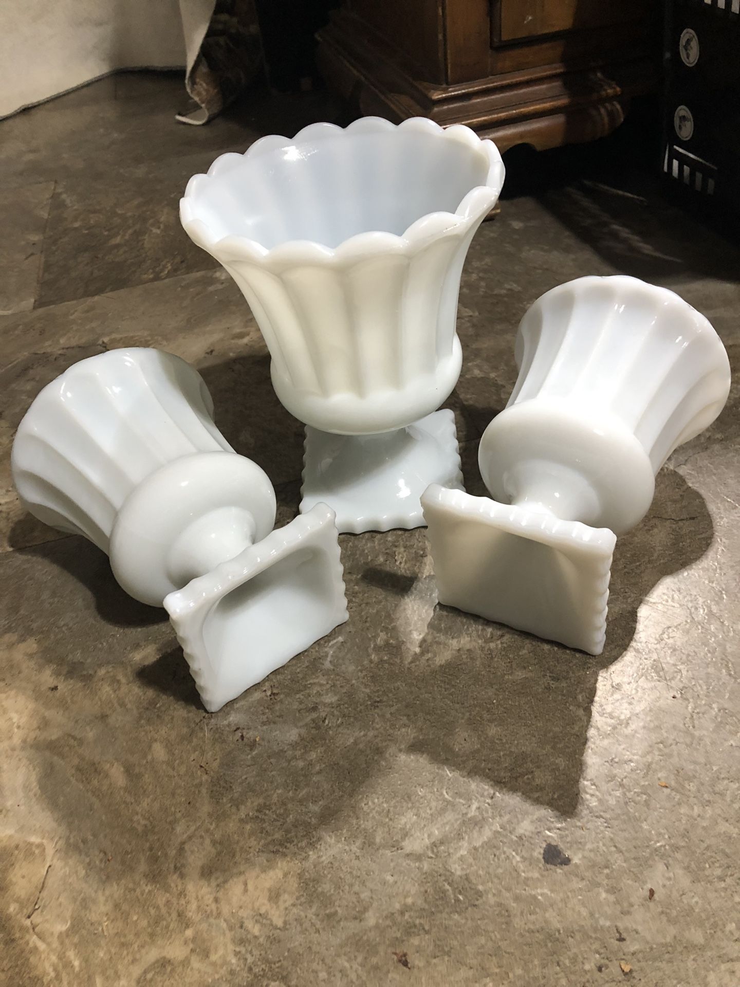 3 Pieces Milk Glass