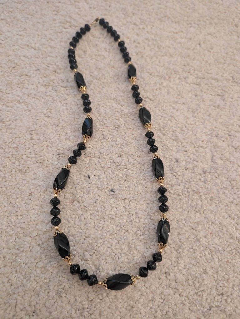 Black Beaded Necklace