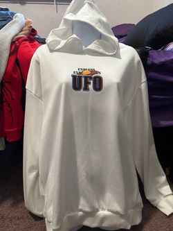 White UFO Endless Exploration Graphic Hoodie