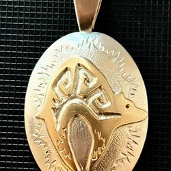 Vintage Sterling Silver/Gold Pendant, by Robert Johnson Navajo Indian, 7.88 grams