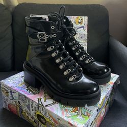 Jeffrey Campbell Czech Black Combat Platform Boots 