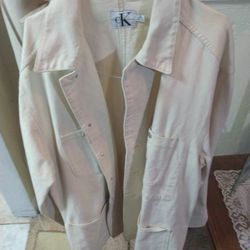 Vintage Calvin Klein Men's Off White Jean Jacket XL