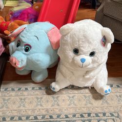 Large Pig And Bear Stuffed Animals 