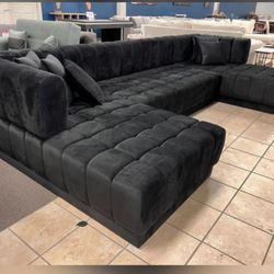 Ariana Black Double Chaise Sectional 