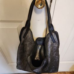 SONDRA ROBERTS  SOFT  SUEDE LEATHER  SHIMMER  METALLIC TOTE