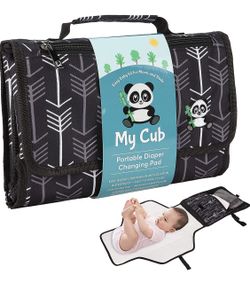 Baby Changing Pad, Portable Diaper Changing Pad for Travel, Built in Memory Foam Pillow, Waterproof Infant Changing Station