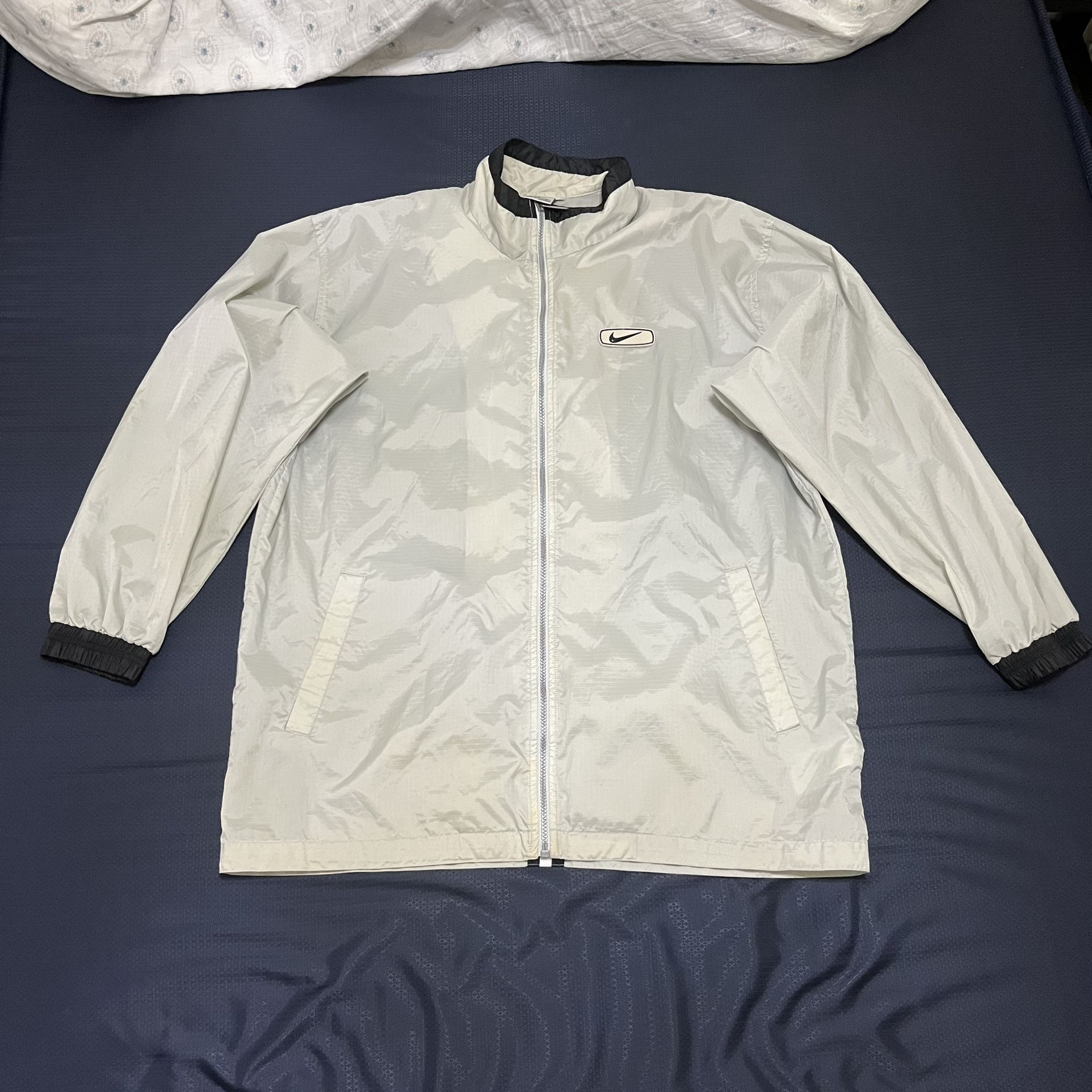 Nike VTG 920220 KL4 Windbreaker Jacket Mens Medium Gray Full Zip Oversized