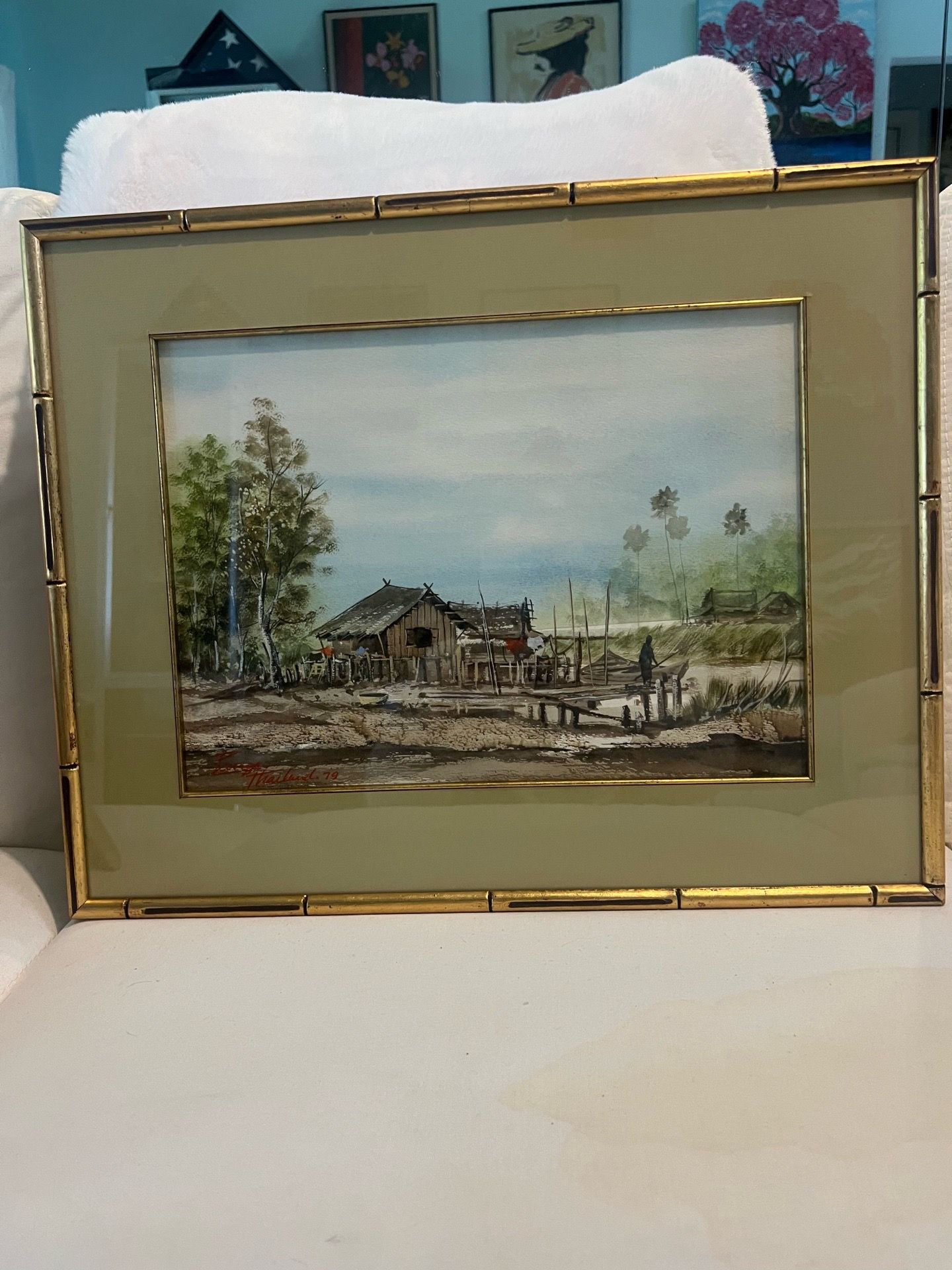 1979 THAILAND Water Color Painting On Paper 20x16" Signed