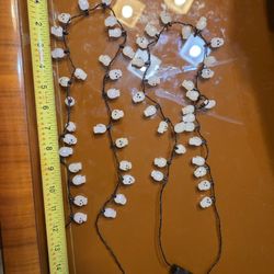 Set of 2 Halloween Light Up Skeleton Necklaces Battery Operated like new
