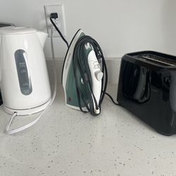 Electric Tea Kettle, Toaster, And An Iron