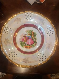 Vintage Porcelain Decorative Plate with Courting Scene