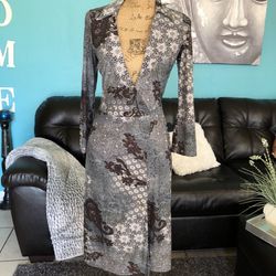 Bebe Wrap Tie Dress Size S