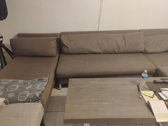 3 pieces sofa and table