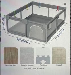 Zimmoo 79" × 59”Extra Large Baby Playpen, Big Play Pens for Babies and Toddlers