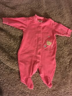 Carters child of mine pink terry cloth sleepwear one piece small (8- 11 lbs)