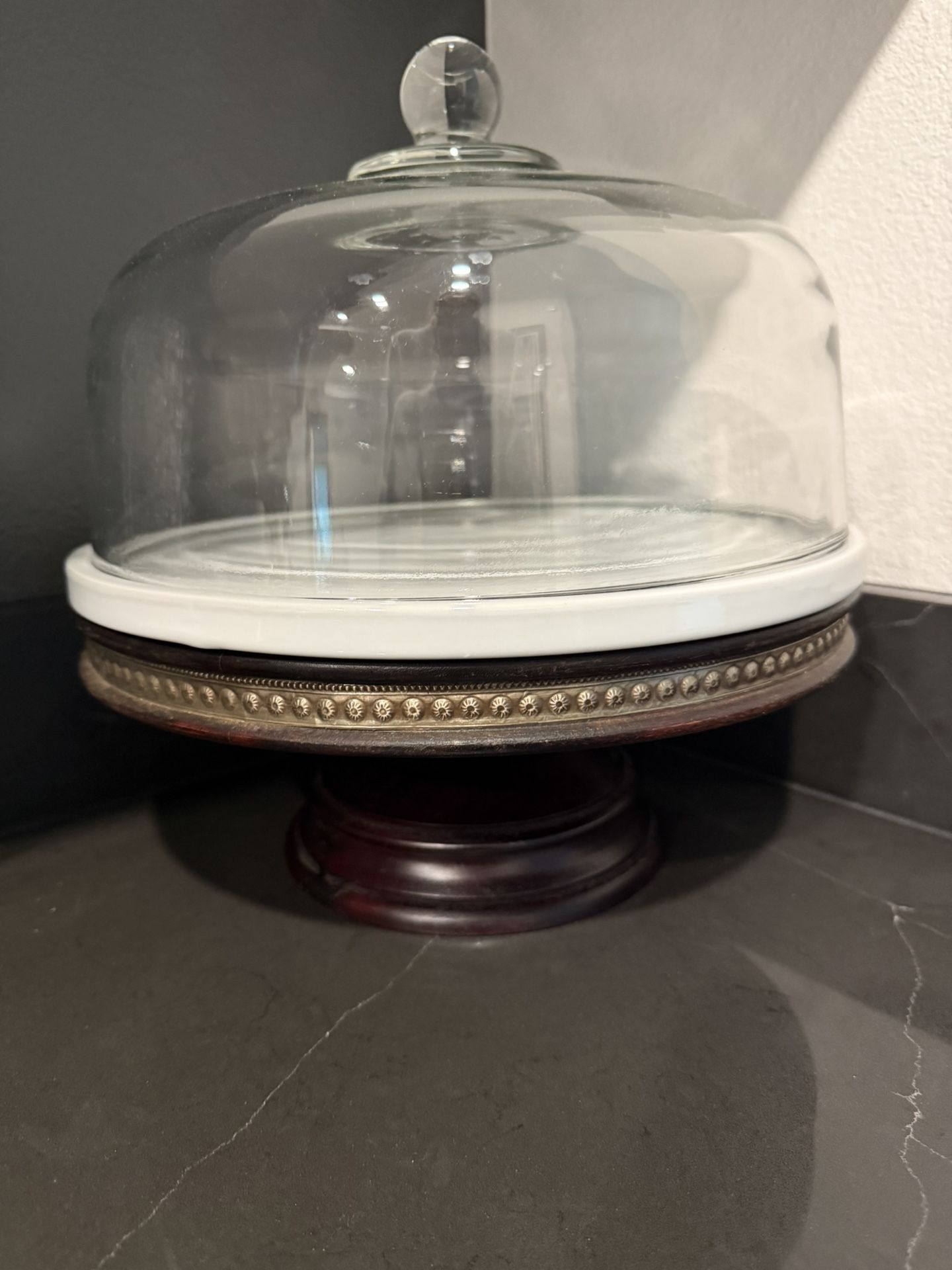 3 Piece Cake Stand w/ Heavy Dome Cover 12” H X 13” H