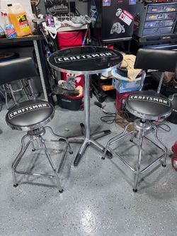 Craftsman high top table with 2 chairs