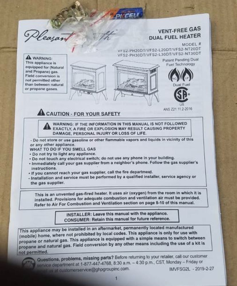 NEW Vent-Free Dual Fuel Stove — 30,000 BTU Pleasant Hearth, Model# VFS2- NT30DT for Sale in Kansas City, MO - OfferUp