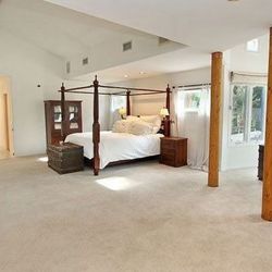 Teak wood canopy CalKing bedframe from Bali excellent condition pick up only. as is.  