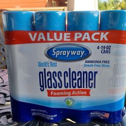 Sprayway Glass Cleaner - 4/19oz cans Heavy-Duty Cleaning Ammonia Free