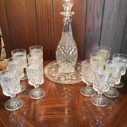 Crystal Decanter set with 13 goblets