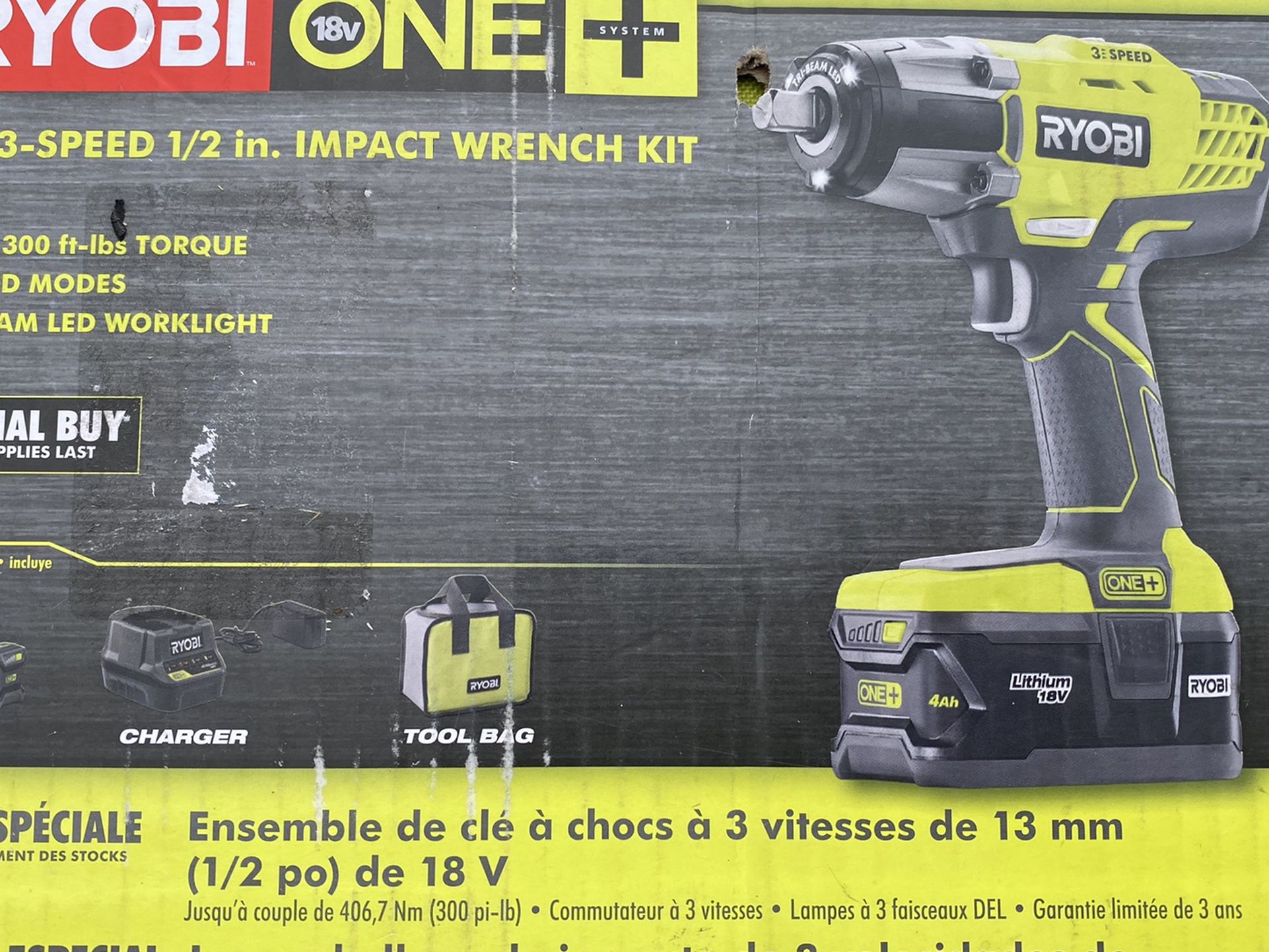 Ryobi 3-Speed 1/2” Impact Wrench Kit