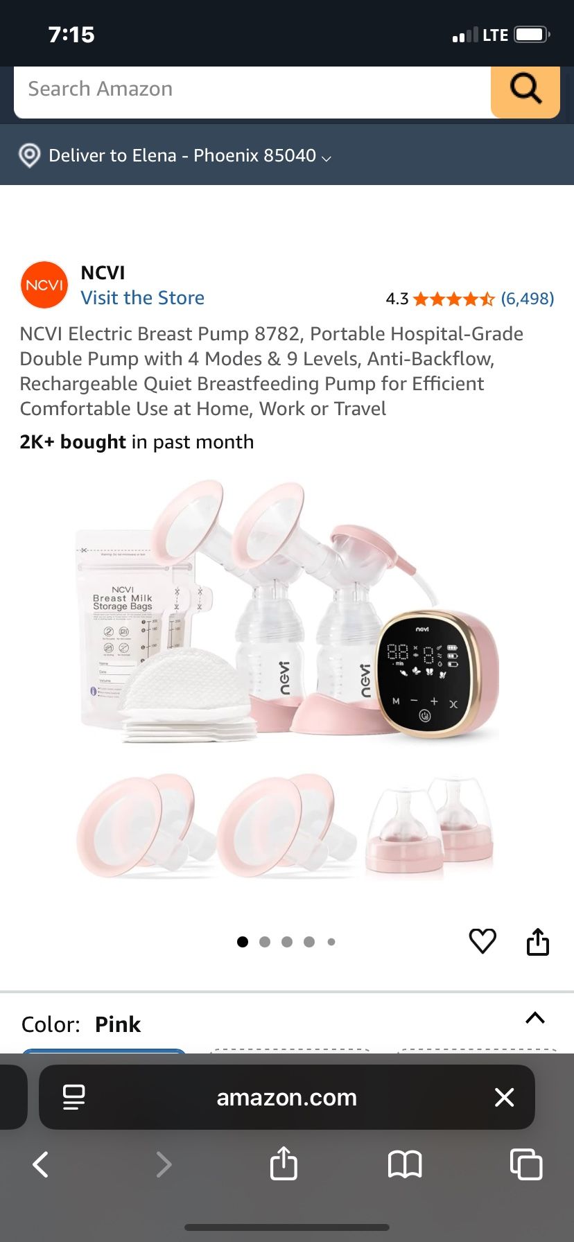 Brand New Electric Breast Pump, Pink,