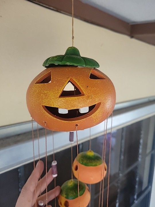 Clay Jackolantern Windchime 5 Ft Halloween/fall