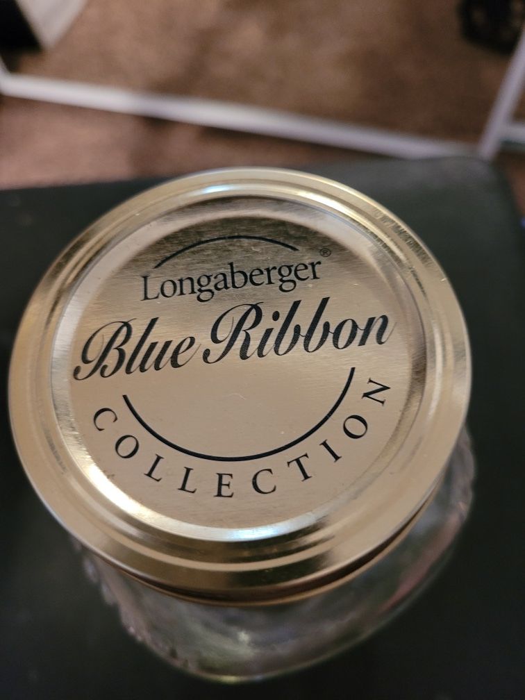 Longaberger Mason Quart Jar , Blue Ribbon Collection Canning Kitchen Cooking Christmas