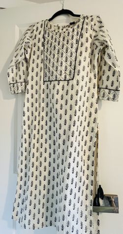 Beautiful White and black kurti and pants set Indian Wear