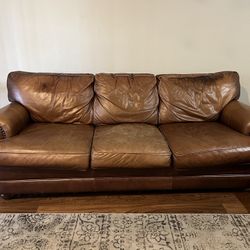 Dark Brown Leather Smithe-Kote Couch 