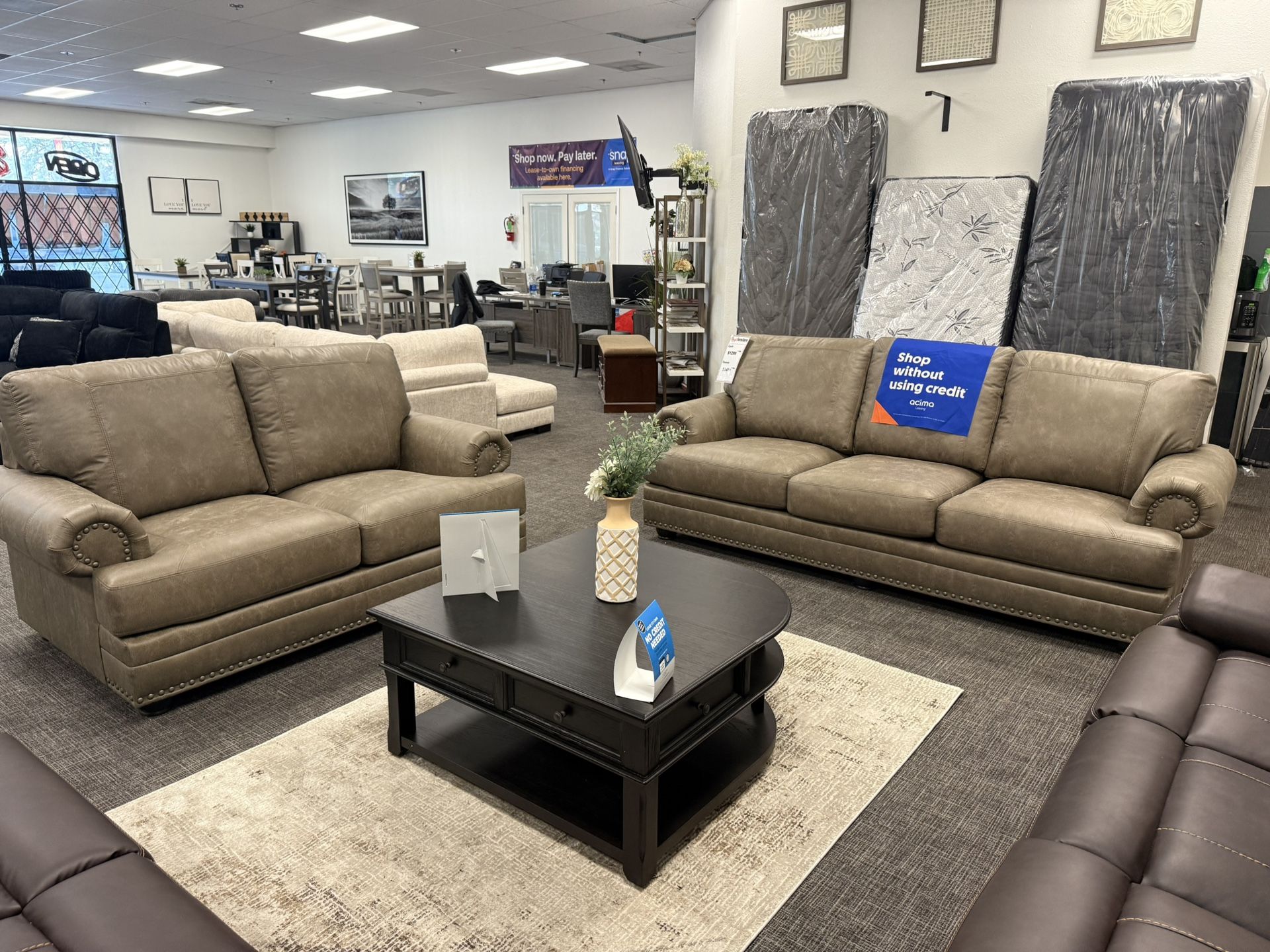 2pc Brown Sofa & Loveseat Set - $0 Down Financing