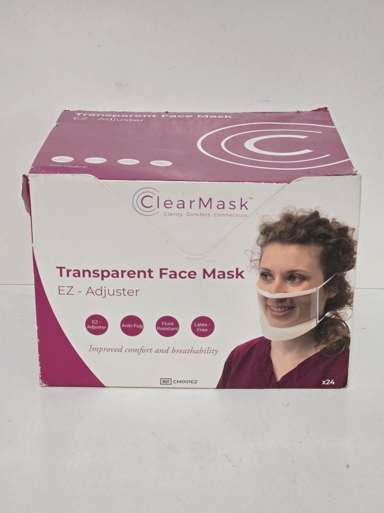 Transparent Face Mask (24) Nose/Mouth Foam Comfort NEW