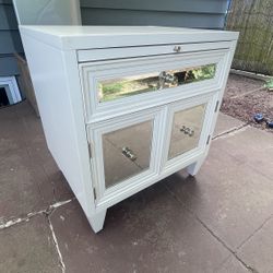 Mirrored Bedside Table With Storage 