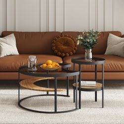 Round Nesting Coffee Table Set of 2