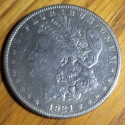 1921-S MORGAN SILVER DOLLAR-AU