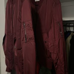 Men’s Burgundy Bomber Jacket Size M & L