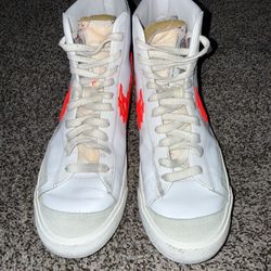 Nike Blazer Mid White Red Leather High Top Men's Athletic Sneaker Basketball