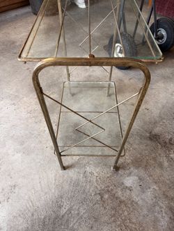 brass-tone & glass 2-tier table