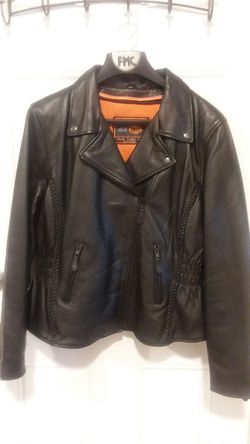 Women's leather motorcycle jacket