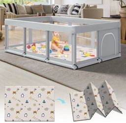 Large Baby Playpen with Folding Play Mat