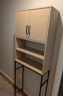 Over-the-Toilet Storage Cabinet – Bathroom Organizer w/ Shelves & Doors
