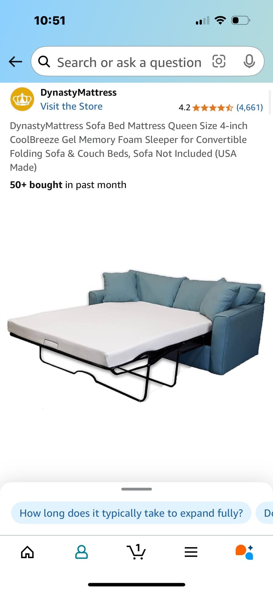 Sofa Bed Mattress 4 in.