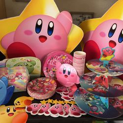 Kirby Set Birthday Party Supplies Cups Plates 3 Banners And More 