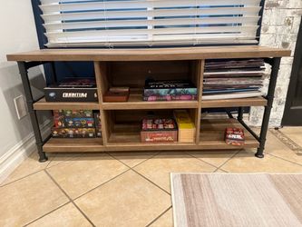 54” Industrial Farmhouse TV Stand Shelf with Metal Pipe Accents