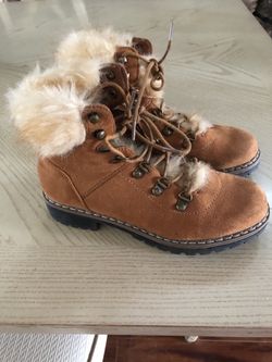Girls fur topped ankle booties
