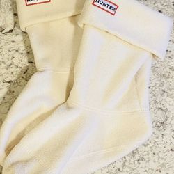 🔥HUNTER BOOTS WOMEN'S FLEECE WELLY SHORT S O C K CREAM Size MM  PREOWNED🔥
